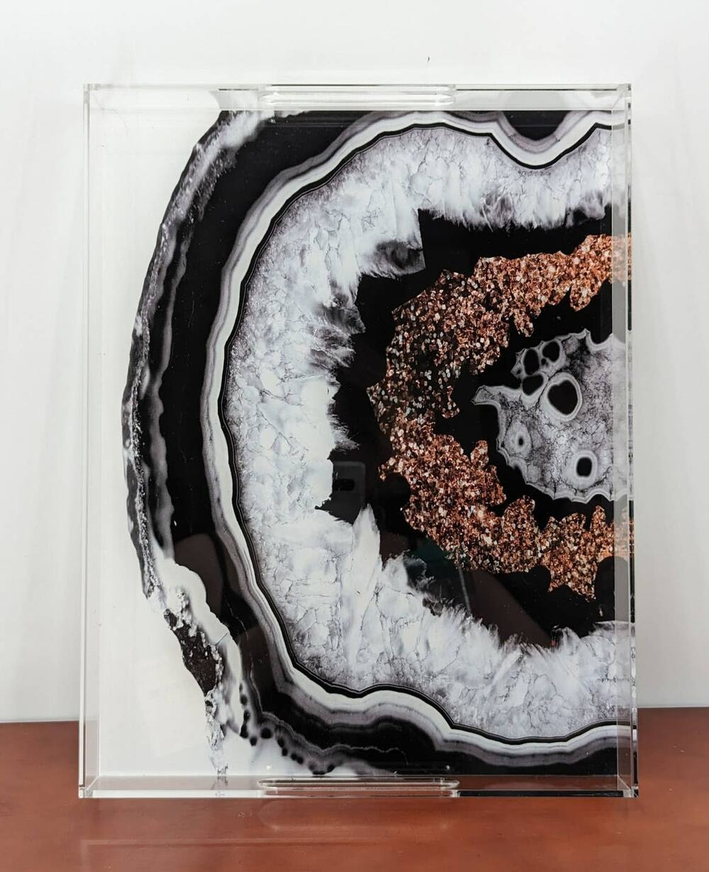 Society6 Anita Bella Jantz Agate Glitter Glam Acrylic Geode Pattern Tray NWT